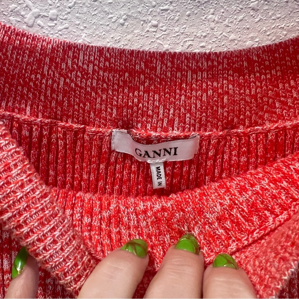Ganni Red Ribbed‎ Knit Off The Shoulder Top Size Large - Picture 5 of 5